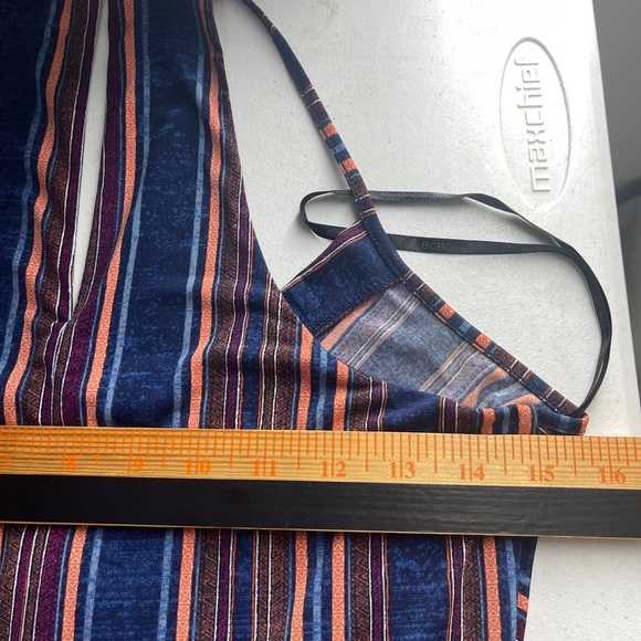 BCBG Generation Faux Wrap Striped MIDI Dress with Pockets Sz XS Halter Back - Picture 10 of 14